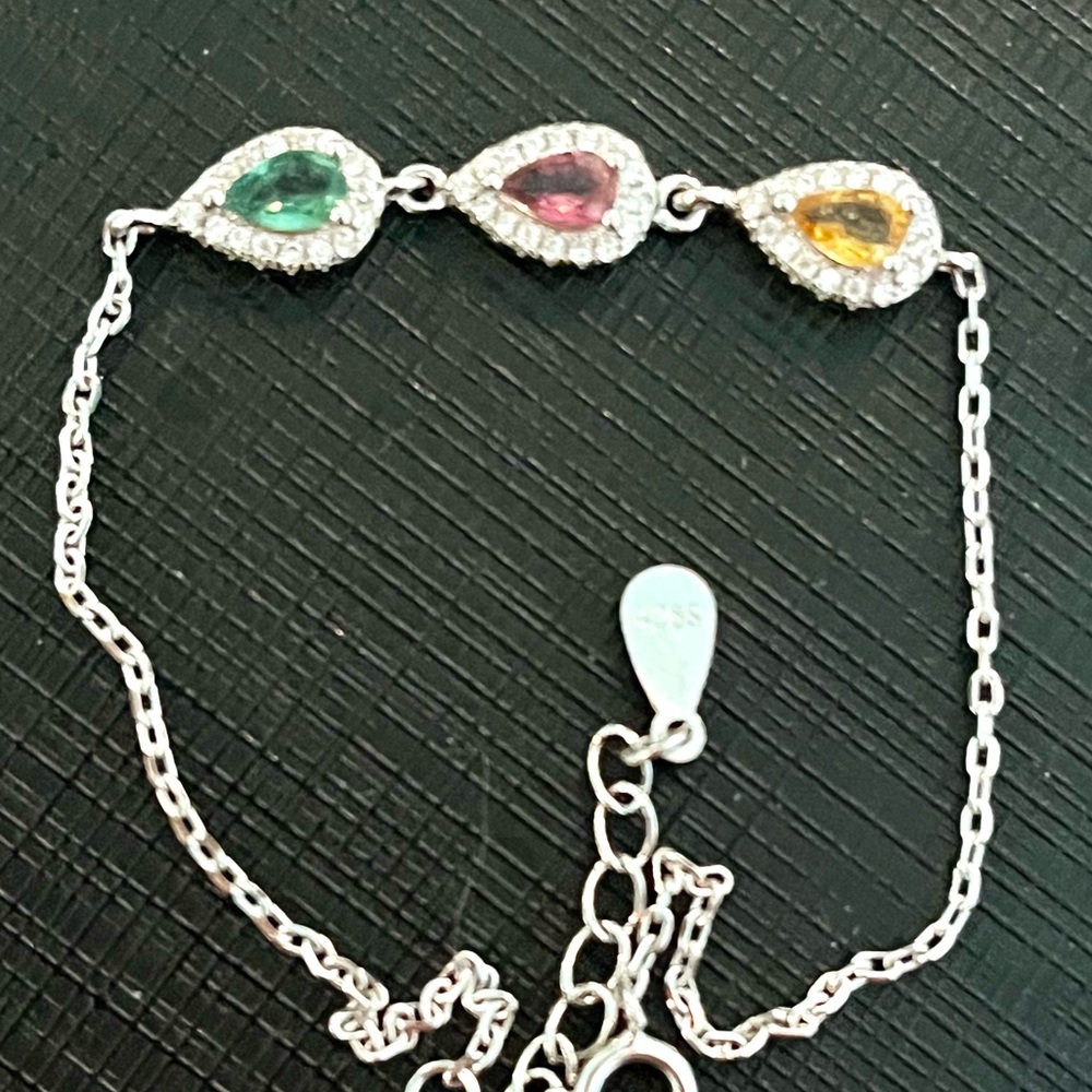 3x0.5 Ct Sapphire 14KGP Silver Bracelet